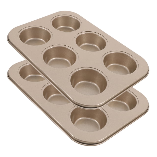 Molde redondo antiadherente de acero inoxidable para 6 muffins, 2 unidades, para hornear magdalenas, mini tartas de huevo doradas