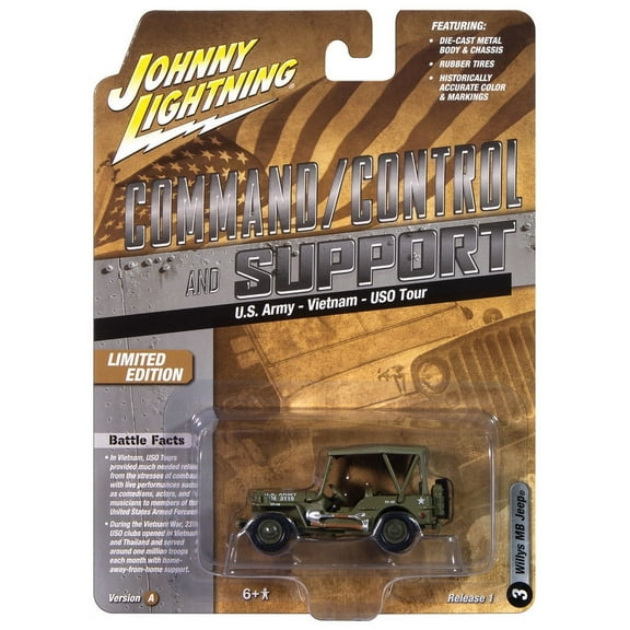 Johnny Lightning Military Willys Mb Jeep U.S. Army Vietnam Uso Tour Ver A