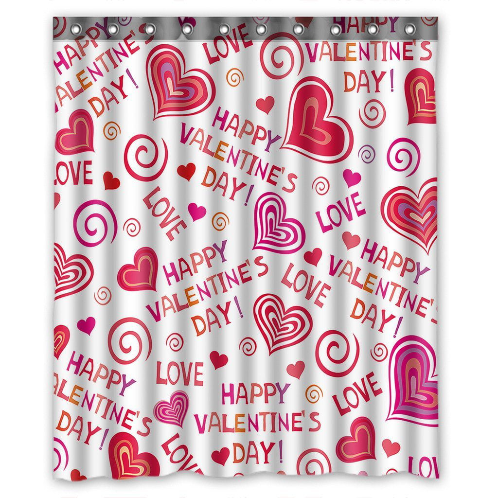 Valentines Day Shower Curtain Puppy His Hers Print for Bathroom 