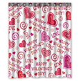 thumbnail image 1 of Cortina de ducha ABPHQTO Lovely Hearts Día de San Valentín impermeable 152x180 cm anillos incluidos, 1 of 1