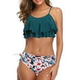 thumbnail image 3 of Lopeceal Womens Tankini Swimsuits Ruffled Tank Top Tummy Control Floral Modest Swimwear High Waisted Bikini, 3 of 3