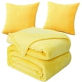 thumbnail image 1 of 3-Piece Fleece Throw Set,1 Bright Yellow Throw Blanket( 50"x60") with 2 Mustard Yellow Throw Pillow Covers(18x18 Inches)- Soft,Lightweight and Decorative,wewe, 1 of 3