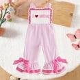 thumbnail image 2 of Gubotare Rompers for Girls Boho Toddler Girls Sleeveless Jumpsuits Strap Romper Clothes Long Pants with Pockets 2T 3T (Red,2-3 Years), 2 of 7
