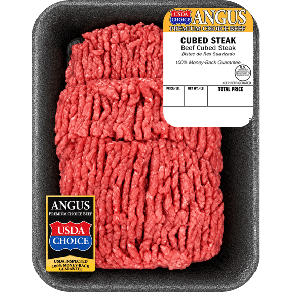 Beef Choice Angus Cubed Steak, Tray, Fresh, 0.6 - 1.2 lb