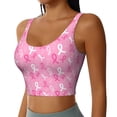 thumbnail image 2 of Gukieu Breast Cancer Awareness (3) Print Women's Sports Vest, Low-neck U-shaped Removable Pad Sports Bra for Yoga, Exercise, Dance-Large, 2 of 8