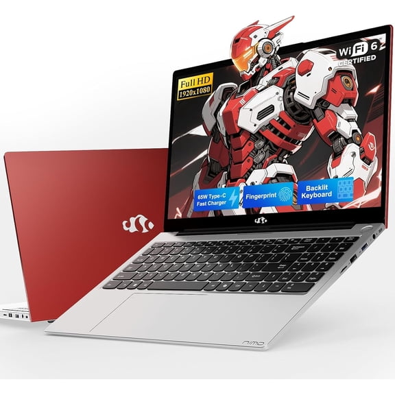 2026 Newest Laptop, 15.6-Inch FHD Display Laptop 8GB RAM 256GB with Intel Quad Core-12th N150(Up to 3.4GHz), ROM Business Laptop Computer, Fingerprint, Type C, Windows 11 Home, Red