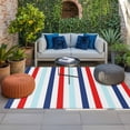 thumbnail image 2 of Red Blue Stripe Outdoor Rug for Patio/Deck/Porch, Non-Slip Large Area Rug 3 x 5 Ft, Gradient Geometric White Vertical Striped Indoor Outdoor Rugs Washable Area Rugs, Camping Rug Carpet Runner, 2 of 8