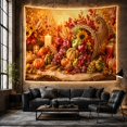thumbnail image 6 of Cornucopia with Gourds, Grapes and Candles, Cozy Digital Art for Nature Lovers, Harvest Home Decor, Thanksgiving Hostess Gift, Tapestry Wall Hanging for Dining Room and Den, 6 of 7