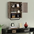 thumbnail image 5 of Rustown Farmhouse Wall Storage Cabinet with Two Barn Door, Rustic Mounted Medicine Cabinet with Adjustable Shelf and Towel Bar, 3-Tier Wood Cabinet for Kitchen, Bathroom, Living Room (Washed Oak), 5 of 6