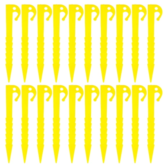 XIBUFE 20 Pack Plastic Tent Stakes Heavy Duty Spiral Design Tent Pegs with Y-Shaped Hook Lightweight Tarp Stakes for Camping Garden Fencing Awnings Outdoor Canopy Ground Anchors Durable Spike Nails