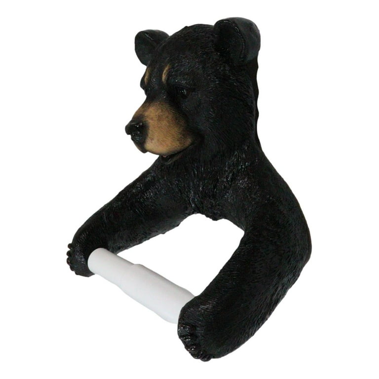 Rustic Lazy Black Bear Resting On Tree Branch Toilet Paper Holder Figurine  8L