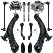 Detroit Axle - Front 12pc Suspension Kit for 2008-2013 Nissan Rogue, 2014-2015 Rogue Select, 2 Front Wheel Bearings & Hubs 2 Lower Control Arms 2 Sway Bars 4 Outer Inner Tie Rods 2 Boots Replacement