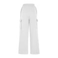 thumbnail image 4 of Women Cargo Pants Fleece Lined Wide Leg Sweatpants High Waisted Baggy Drawstring Sweatpants Winter Clothes Pant, 4 of 7
