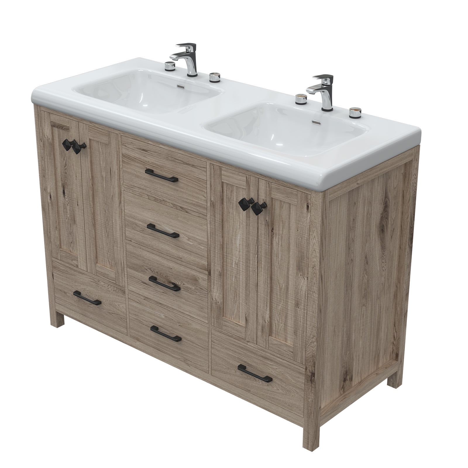 Jarbalai 47" Bathroom Vanity with Double Vanity Dual Basin Bathroom Storage Cabinet with Ceramic Sink
