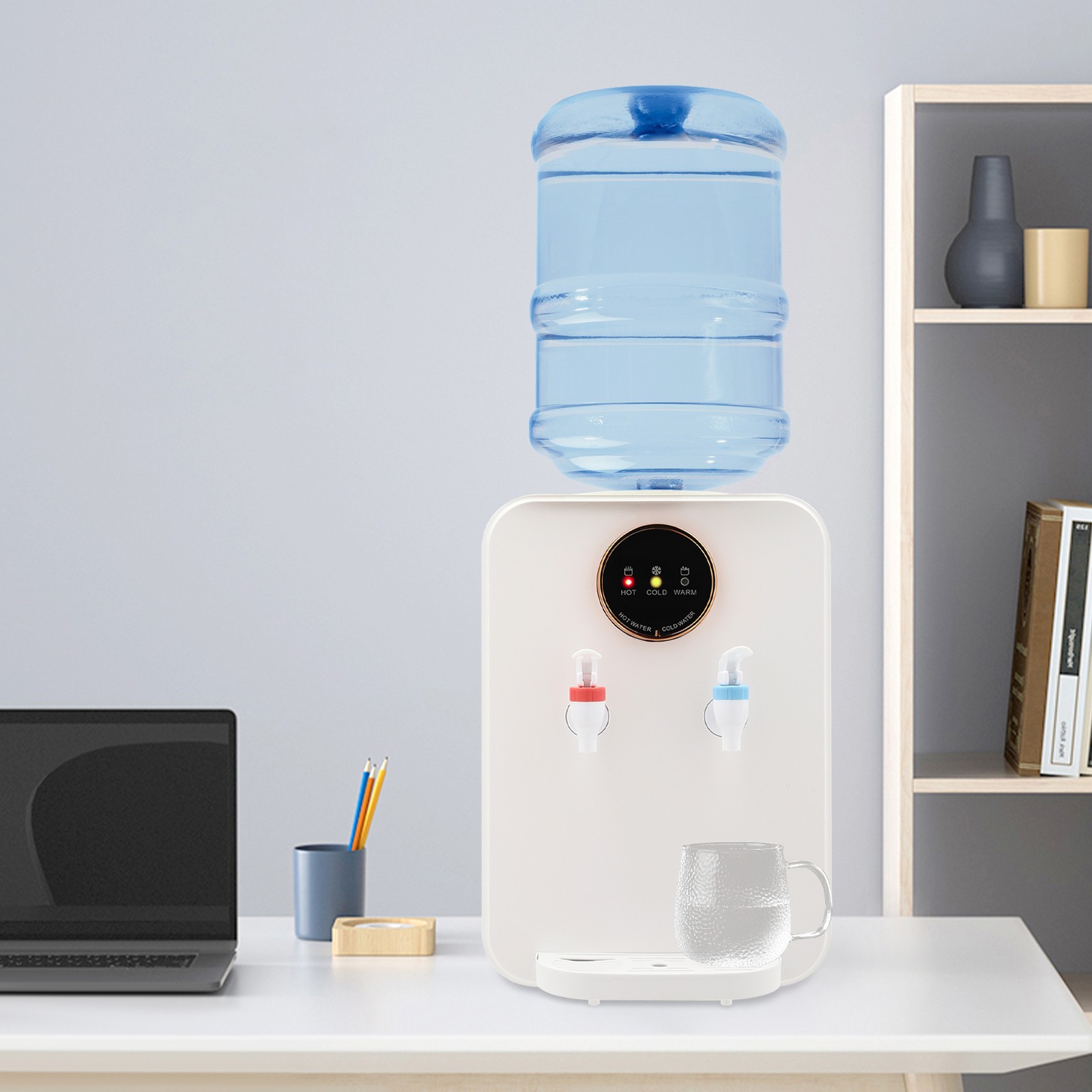 10.04*9.84 White Rectangle Premium Countertop Water Dispenser for Bedside Table, Coffee Table