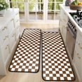 thumbnail image 4 of Kitchen Rugs Sets Of 2,Brown and White Checkerboard Pattern Anti Fatigue Kitchen Mat Rugs Non Slip Washable,Decorative Kitchen Floor Mats for Kitchen,Sink,Laundry,17"x47"+17"x47", 4 of 5
