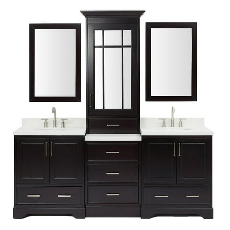 Ariel Stafford 85 in Double Sink Vanity Set in Espresso