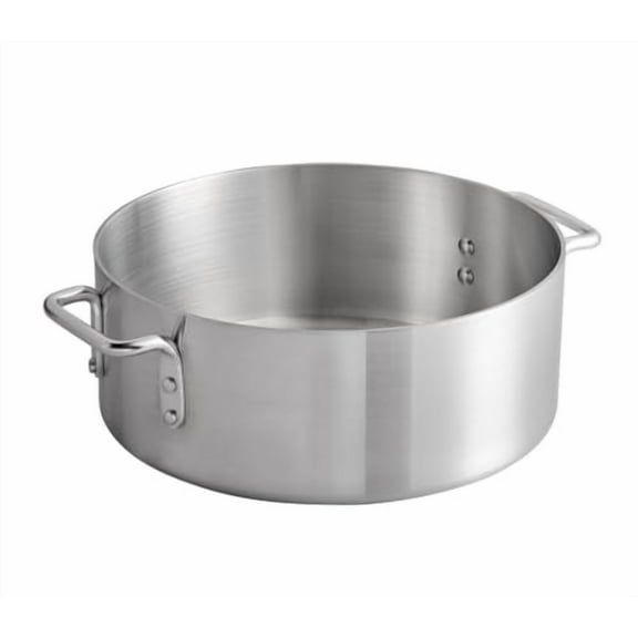 Soro Essentials- 15 qt. Medium Weight Aluminum Brazier 4 mm Thickness- Brazier with Riveted Handles Perfect for Roasting Sauteing Searing and Pan Frying