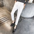 thumbnail image 2 of Pantalones de traje recto para hombre Pantalones drapeados fluidos para hombre Blanco Clásico Nuevo en reseñas de ropa de estilo coreano Muchos diseñadores elegantes, 2 of 5