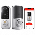 thumbnail image 1 of Smart Lock, SMONET Keyless Entry Door Lock, Fingerprint Door Lock, Electronic Keypad Deadbolt with Keys, Biometric Smart Locks for Front Door, Auto Lock, Anti-Peeking Password Silver, 1 of 6