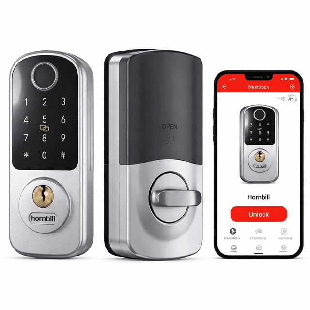 Smart Lock, SMONET Keyless Entry Door Lock, Fingerprint Door Lock, Electronic Keypad Deadbolt with Keys, Biometric Smart Locks for Front Door, Auto Lock, Anti-Peeking Password Silver
