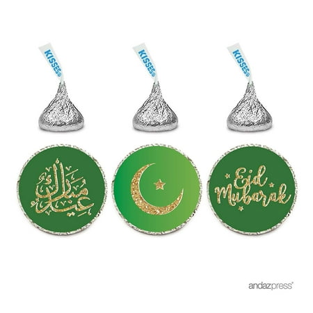 - Chocolate Drop Labels Trio, Hershey's Kisses Party Favors, Eid Mubarak, 216-Pack, Emerald Green Muslim Holiday