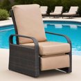 thumbnail image 4 of JP Outdoor Indoor Outdoor Durable Hand-woven Wicker Recliner Chair with Fade Resistant Cushion, Khaki, 4 of 16