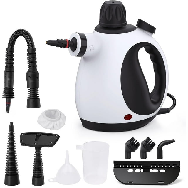 HAHADAXA Handheld Steam Cleaner, Steam Cleaner for Home with 10 Accessory Kit, Multipurpose Portable Upholstery Steamer Cleaning with Safety Lock to Remove Grime, Grease, and More, White