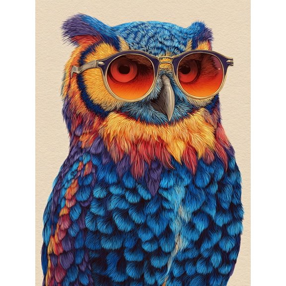 Glasses Owl Canvas Print Coffee Shop Dorm Home Bar Wall Art Decor