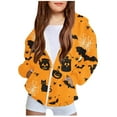 thumbnail image 4 of Odeerbi Kids Boys Girls Fall Winter Zip Up Hoodies Halloween Sweatshirt Jacket Kids Fashion Cute Print Long Sleeve Hooded Sweatshirt Coat with Pocket Kids Clothes Orange, 4 of 6
