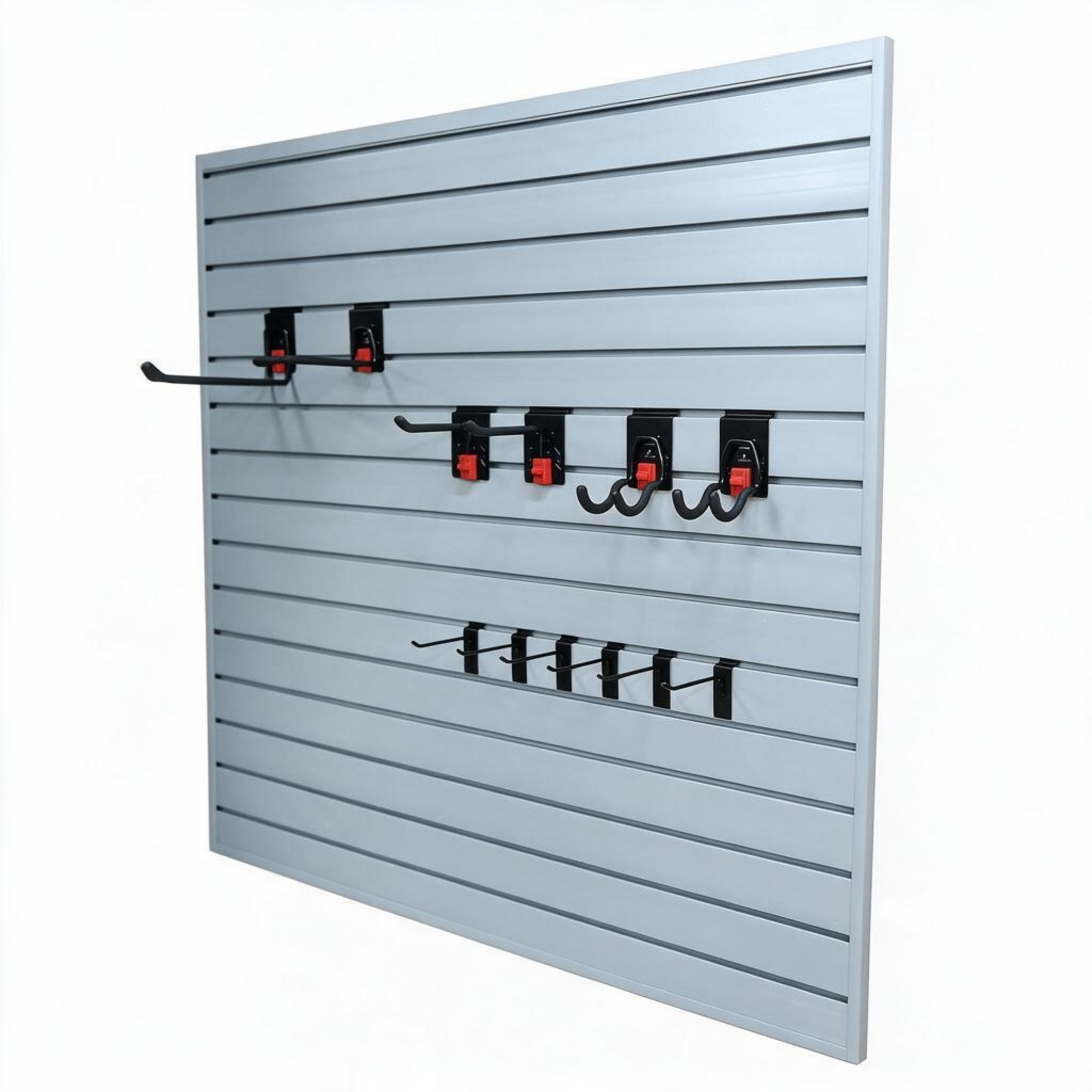 GDF Studio 4x4FT PVC Slatwall Panel Kit Garage Storage System with 12 Hooks, Lightweight Water-Resistant Panels, Grey