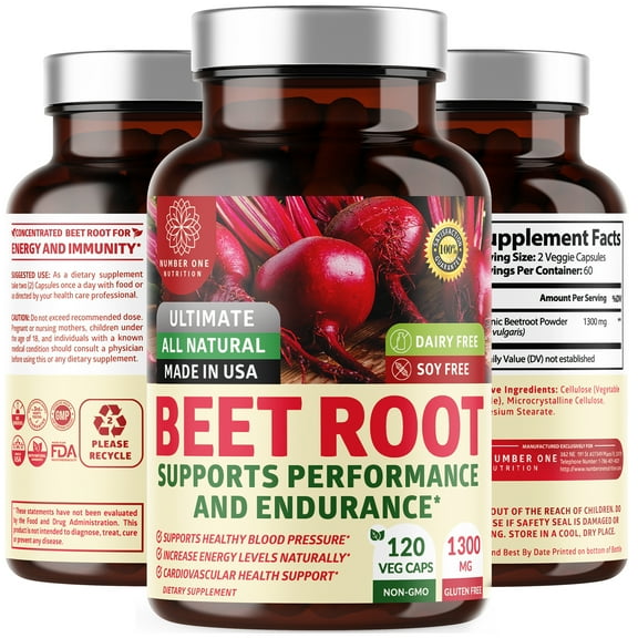 N1N Premium Organic Beet Root Capsules for Energy, Stamina and Athletic Performance, 120 Veg Caps