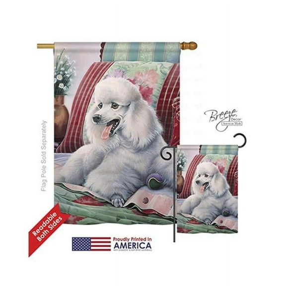 Breeze Decor 10093 Pets Poodle 2-Sided Vertical Impression House Flag - 28 x 40 in.