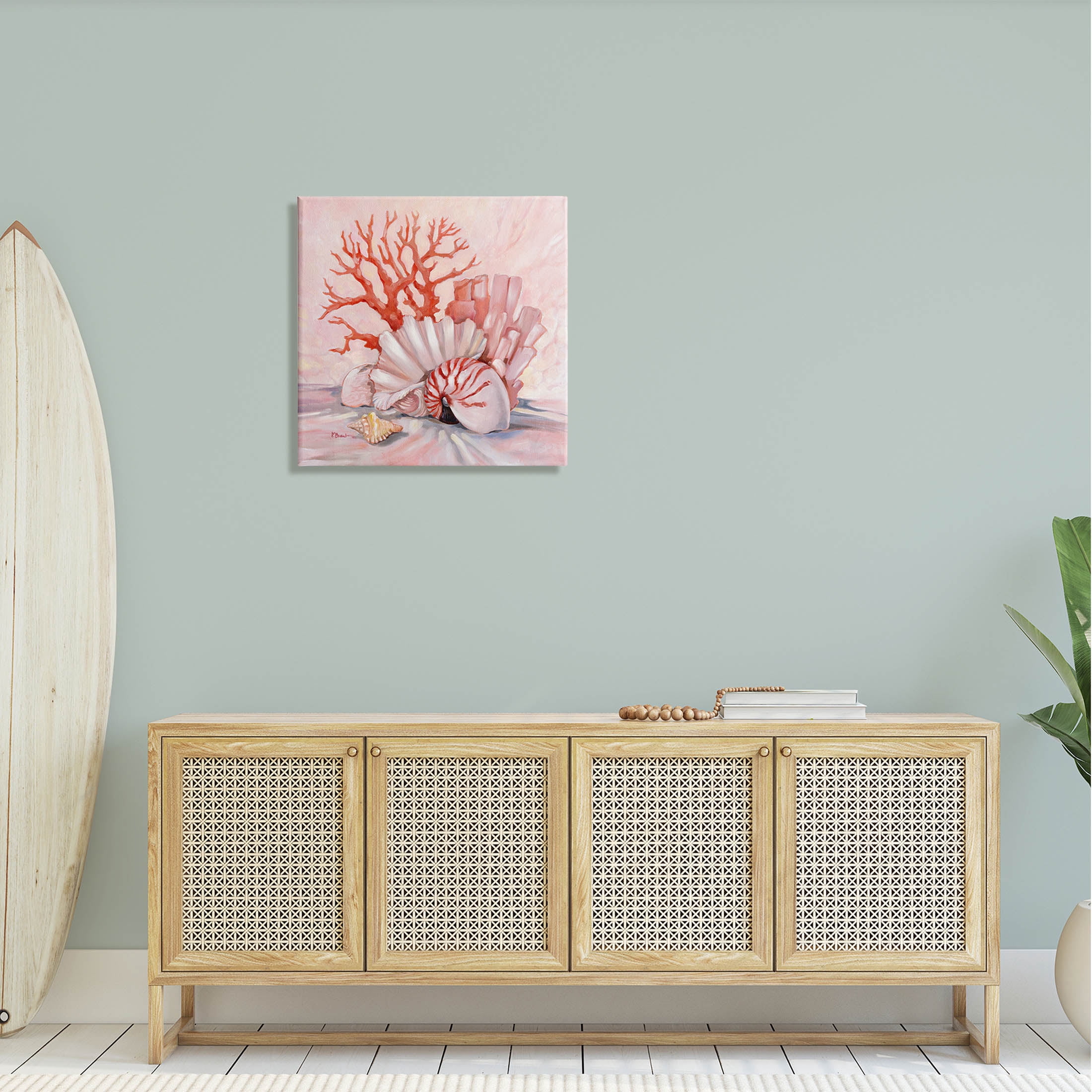 Stupell Industries Coral Still Life Aquatic Seashells Painting Gallery Wrapped Canvas Print Wall Art, Design by Paul Brent
