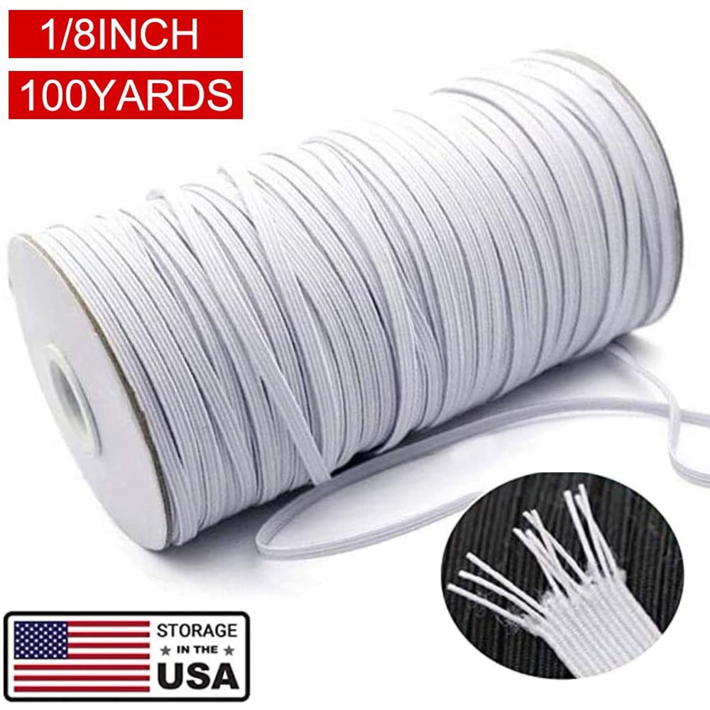 LNKOO Flat Elastic Bands for Sewing100 Yards 1/8inch Elastic Cord