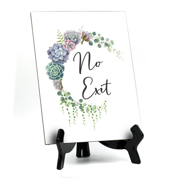 Signs ByLITA No Exit Table Sign with Easel, Floral Crescent Design (6 x 8")