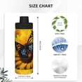 thumbnail image 3 of Picia Butterfly On Sunflower Pattern Water Bottle 18 oz Stainless Steel Insulated Bottles With Handle Leak Proof Gym Sport Water Jug BPA-free insulated kettle For Men Women Adults, 3 of 7