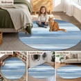 thumbnail image 3 of Round Rug 5ft Area Rug, Modern Abstract Stripe Art Area Rugs for Living Room Bedroom, Oil Painting Blue Gray Art Floor Mat Non-Slip Non-Shedding Carpet Indoor Accent Rugs, 3 of 9