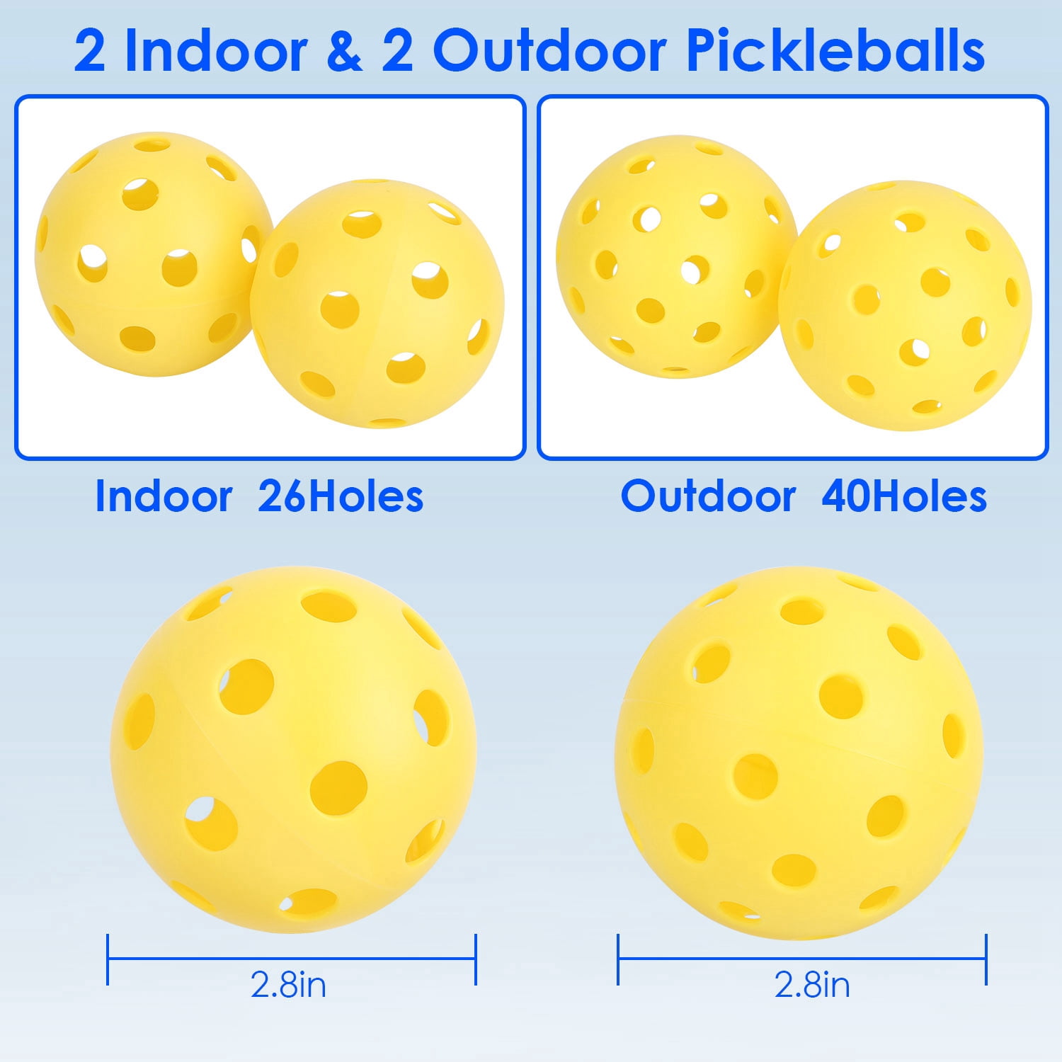 16.09lbs Portable Pickleball Set Moclever Pickleball Paddles Set of 4 with 4 Pickleballs  Carrying Bag for Driveway Backyard, 22x1.67x3ft