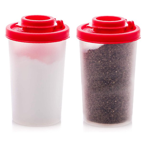 2 Large Salt and Pepper Shakers Moisture Proof ,Salt Shaker with Red