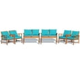 thumbnail image 2 of Costway 8PCS Wooden Patio Furniture Set Table Sofa Chair Cushioned Garden Turquoise, 2 of 10