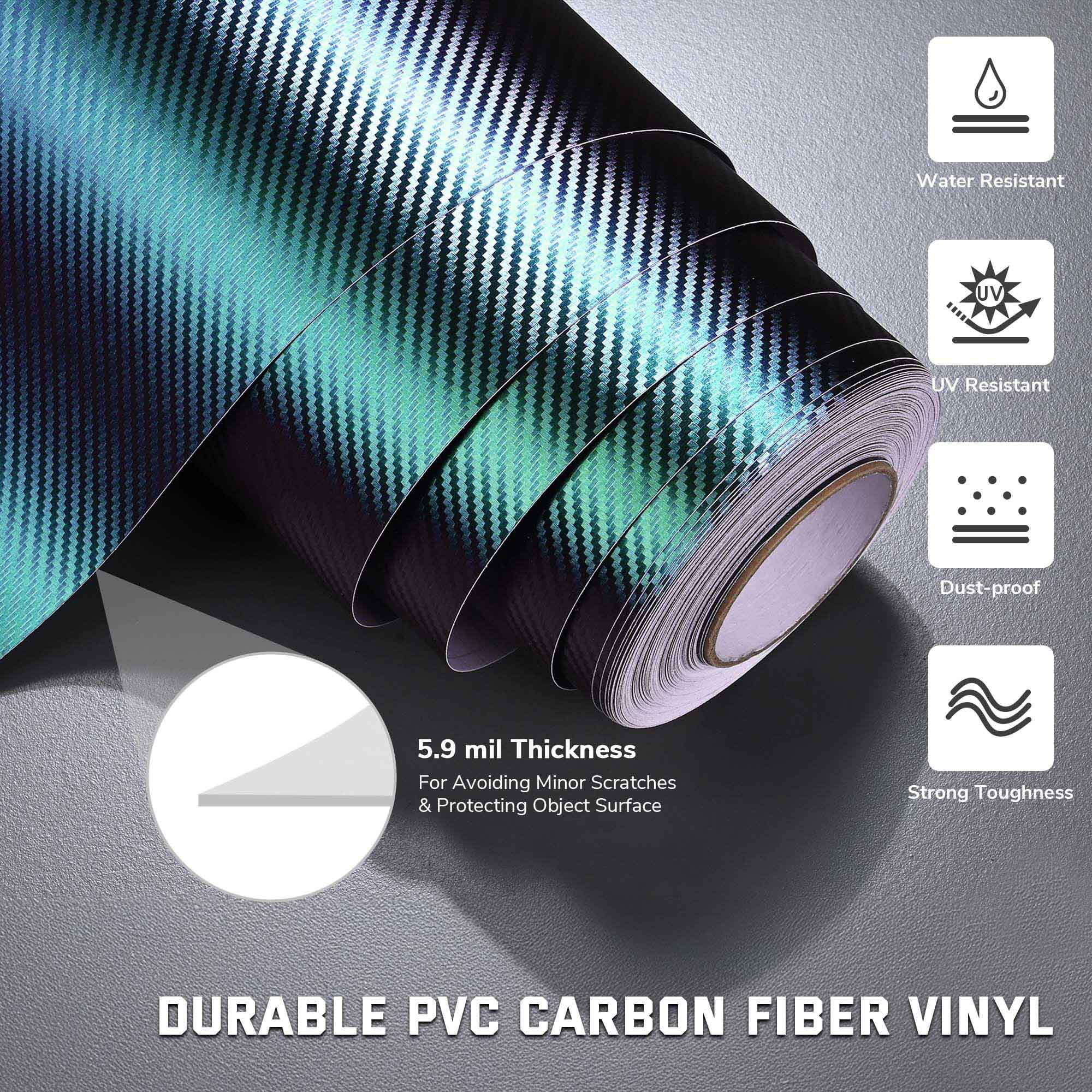 Yescom 5x100 FT 3D Carbon Fiber Vinyl Wrap Film Roll w/ Air Release Chameleon Gradient