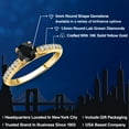 thumbnail image 2 of Gem Stone King 10K Yellow Gold Black Sapphire and Lab Grown Diamond Engagement Ring for Women | 0.87 Cttw | Round 5MM | Gemstone September Birthstone | Size 7, 2 of 6