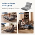 thumbnail image 4 of Blorly 4-Position Adjustable Floor Chair, Folding Lazy Sofa Recliner, Cozy Bouclé Teddy Fabric Floor Lounger with Back Support for Bedroom, Living Room, Meditation, Reading, Grey, 4 of 7