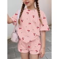 thumbnail image 3 of Grblisyd Girl's Summer Outfits Cute Fruit Print Short Sleeve Crew Neck T Shirt and Elastic Waist Mini Shorts Clothing Set, 3 of 5