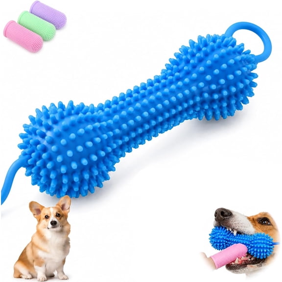 Dual-Action Canine Dental Prop,Dog Dental Chew Toy for Effortless Brushing,Interactive Treat-Dispensing Squeaky Bone,Pet Oral Care for Small,Medium,and Large Breeds (Blue-1pc)