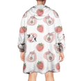 thumbnail image 2 of Wearable Oversized Blanket,White Cow Strawberry Jar Pattern Wearable Blanket Hoodie for Adults,Cozy Hooded Blankets with Super Pockets,Super Warm Fuzzy Pullover for Women & Men, 2 of 6