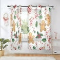 thumbnail image 6 of Sheer Curtains 2 Panels Set Grommet Drapes Window Treatments Light Filtering for Bedroom Living Room W42 x L63 Gingerbread Men Holly Leaves, 6 of 7