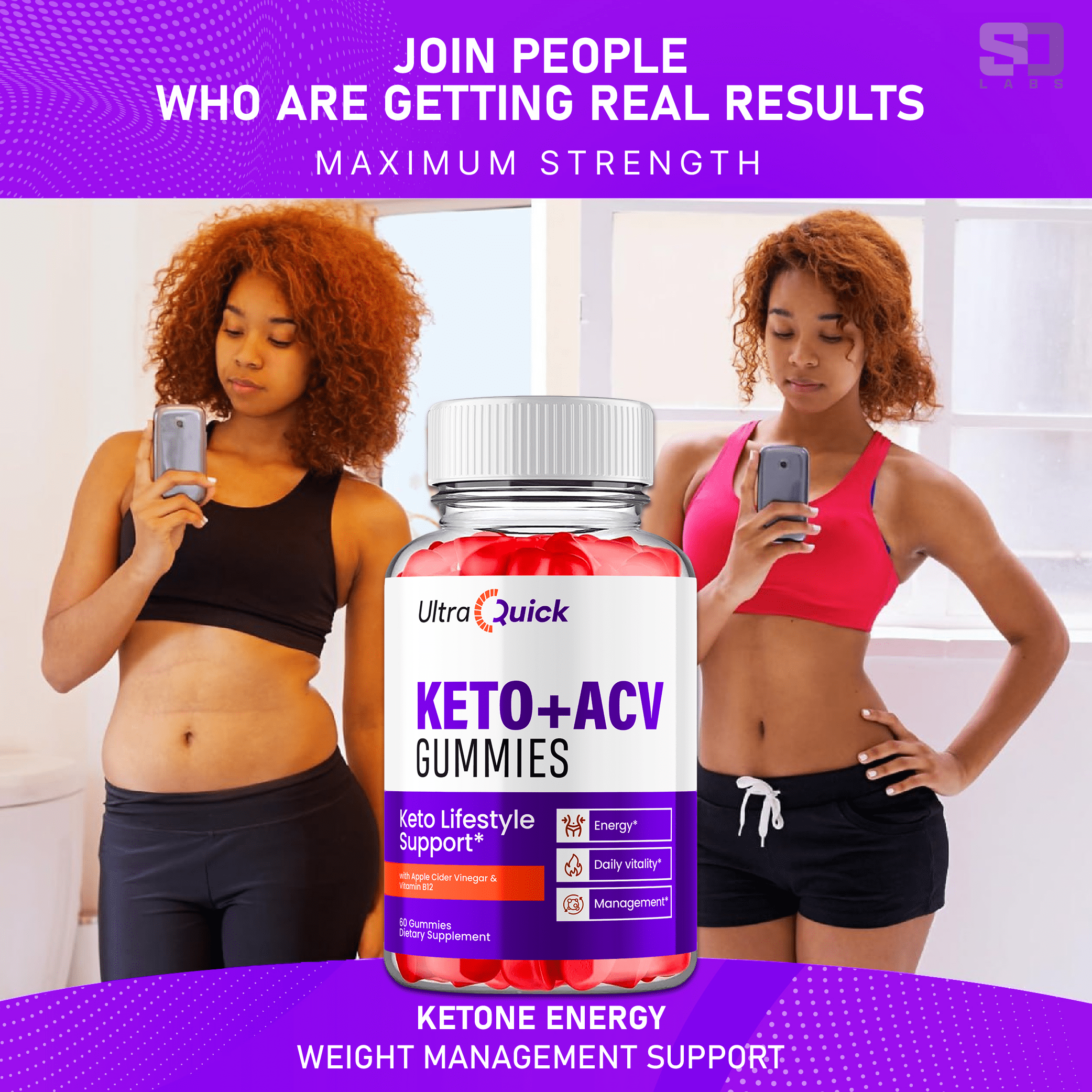 Ultra Quick Keto + ACV 1000MG Gummies Keto Lifestyle Support 5 Bottle Pack