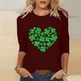thumbnail image 1 of T-Shirt Imprimé pour Dames, Col Rond, Manches Trois-Quarts, Manches 3/4, Coupe Ample, 1 of 6